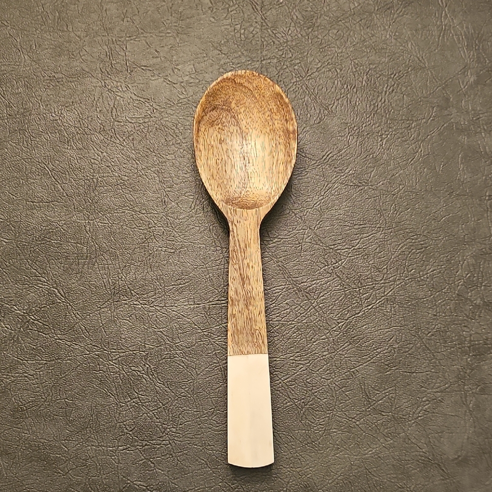 Elegant Hand Made Wooden Spoon with Bone Accent Handle